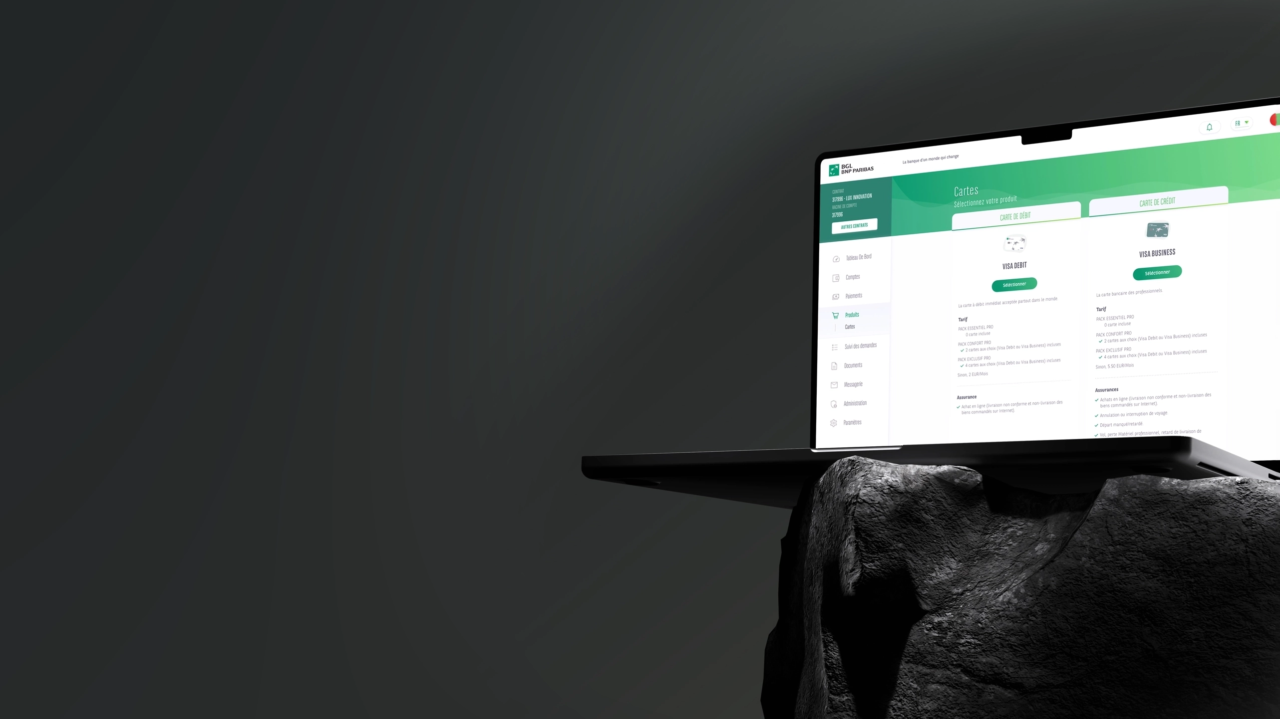 Desktop mockup of company card ordering