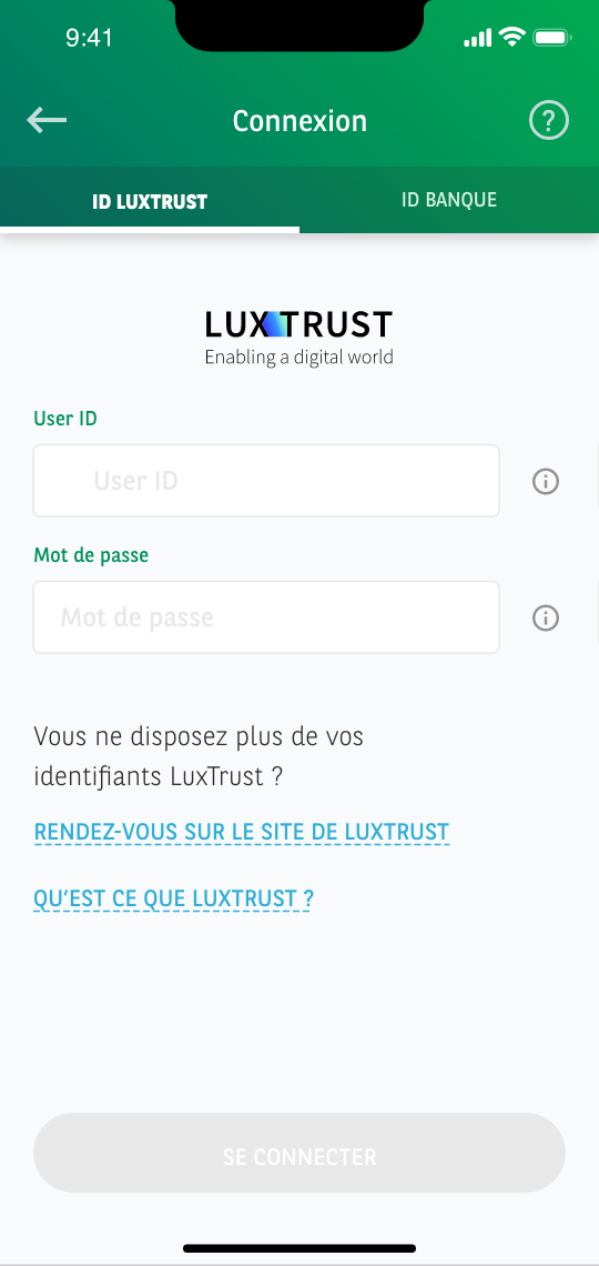 Nouvelle connexion avec Luxtrust Mobile
