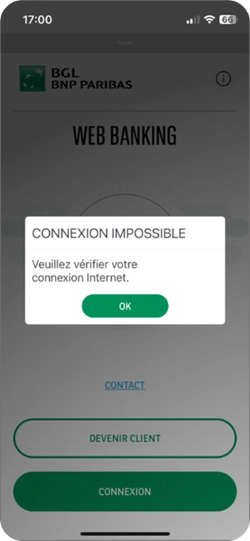 Old connection-loss pop-up inherited from the web