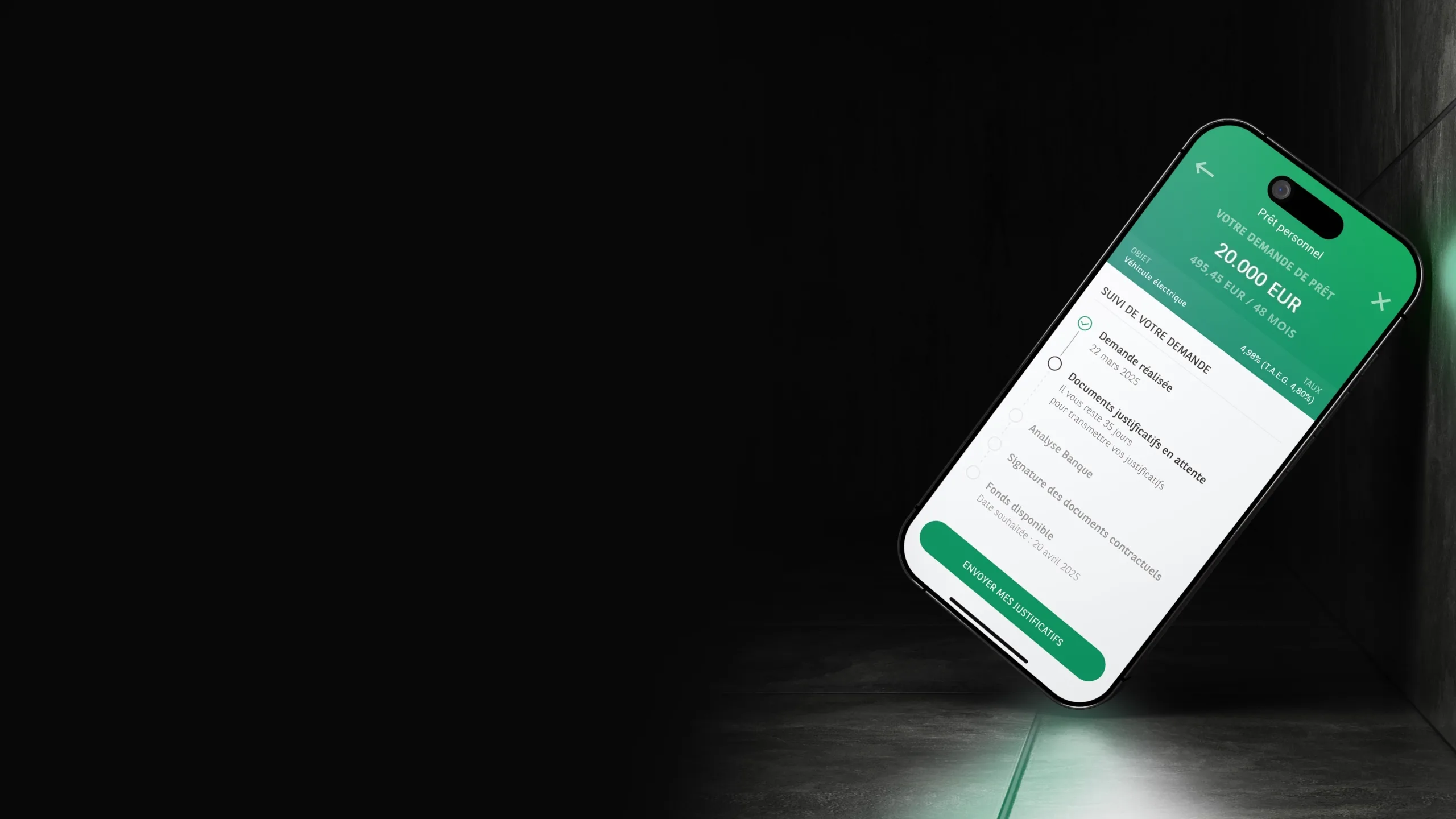 Mobile mockup of the online personal loan flow