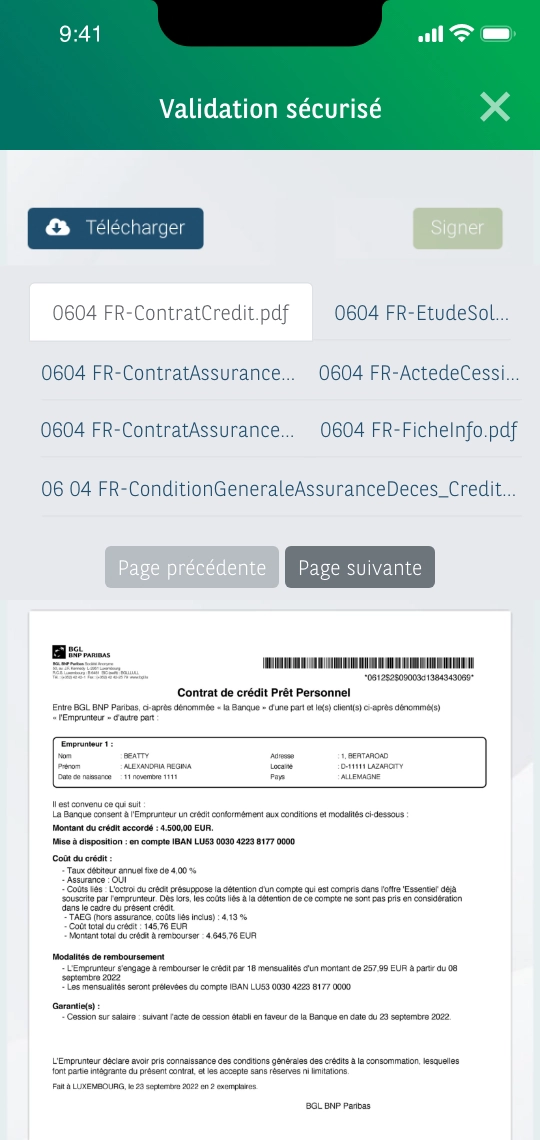 Online signature, step 2