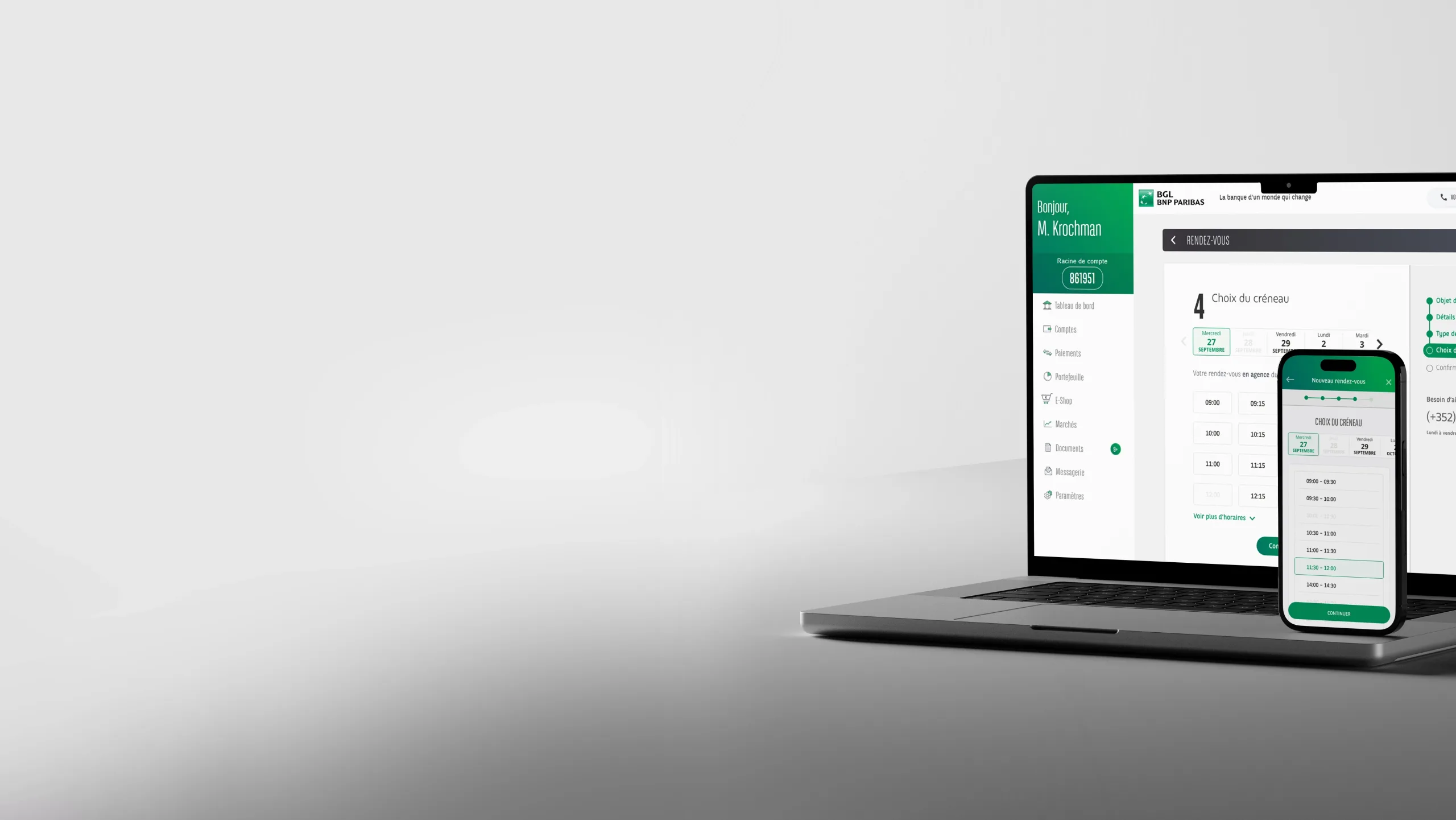 Desktop and mobile mockup of online appointment booking
