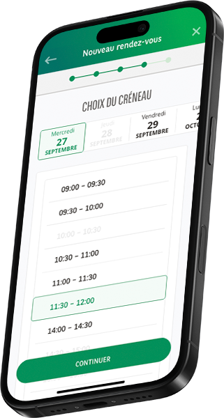 Interface mobile de prise de rendez-vous