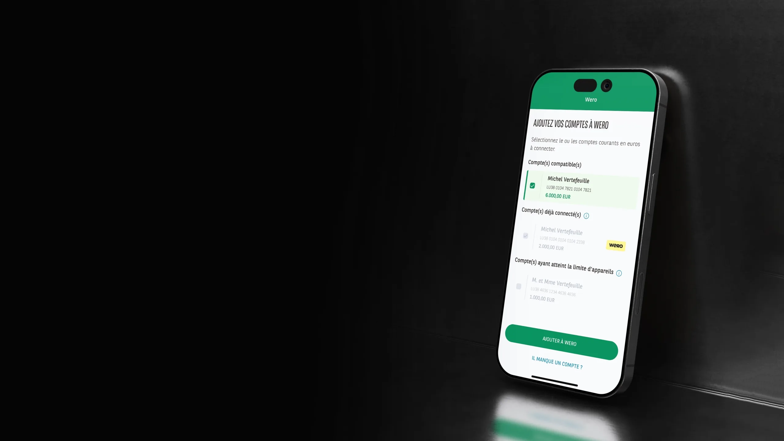 Mobile mockup of the Wero payment onboarding