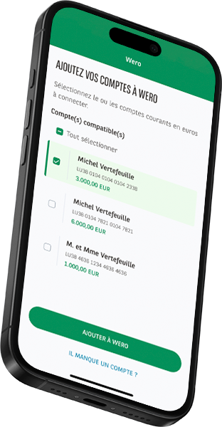 Écran mobile d'association de compte Wero